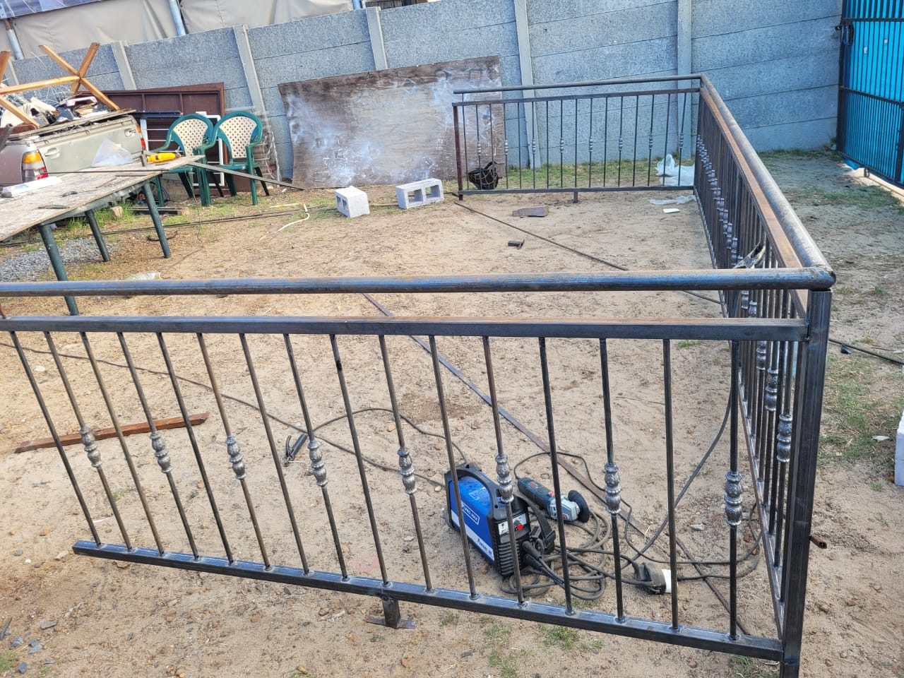 Steel balustrade panels being fabricated by The Classic Forge